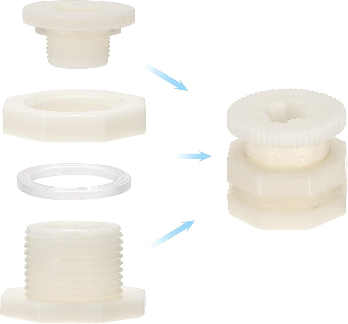 ABS-Rohrbügeladapter mit PVC-Schlauchanschluss G1-Schraubverbindung für Regenfass 1 Set