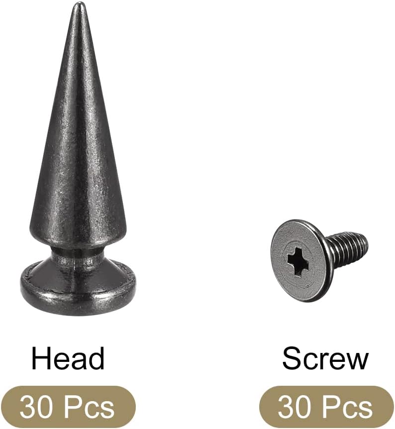 10x26mm șuruburi cu găură spate, 30 seturi de găuri de piele solidă pentru DIY negru