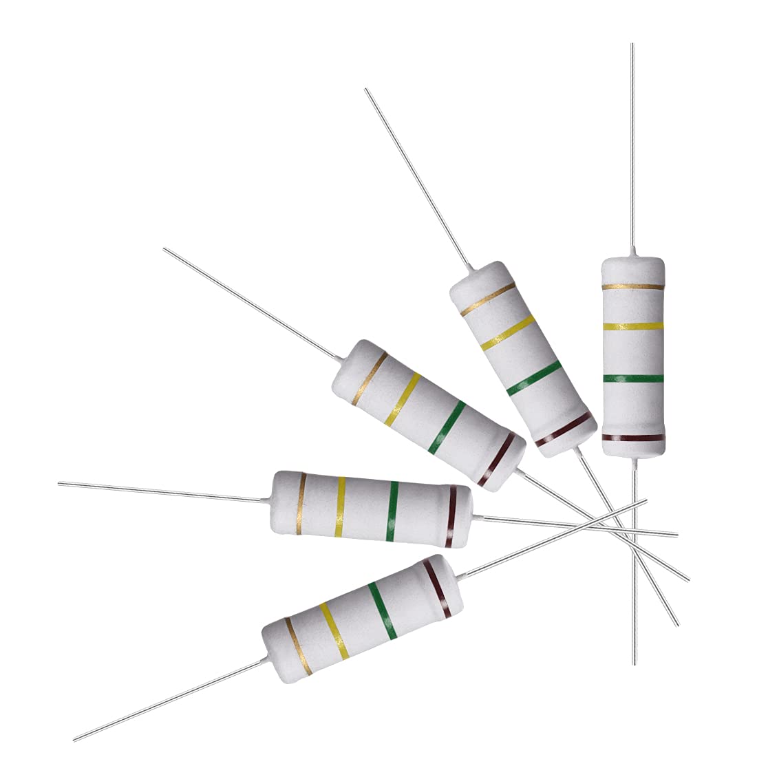 10Pcs 150K Ohm Resistor, 5W 5% Tolerance Metal Oxide Film Resistors, Axial Lead, Flame Proof for DIY Electronic Projects and Experiments