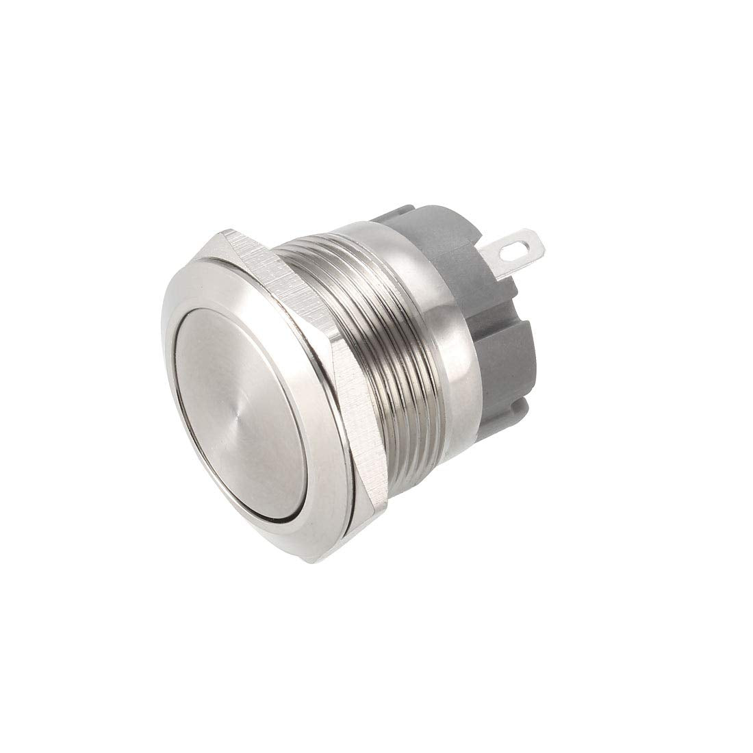 Latching Metal Push Button Switch Flat Head 22mm Mounting Dia 1NO