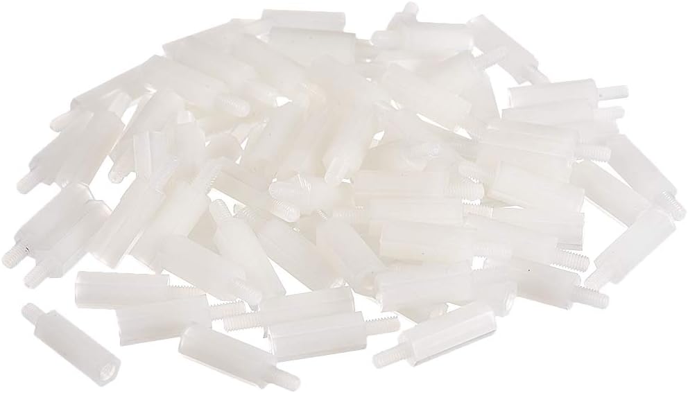 M3 15 6mm F/M Nylon Hex Standoff Spacer Screws PCB Pillar White 80 Pcs