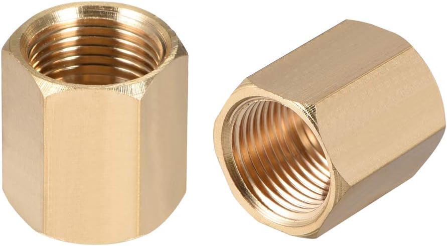 Brass Hex Rod Pipe Fitting G3/8 Female Thread Straight Coupling 2pcs