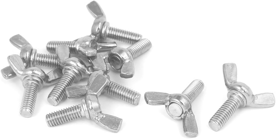 M6x16mm 304 Stainless Steel Wing Butterfly Screw Bolt Silver Tone 10pcs
