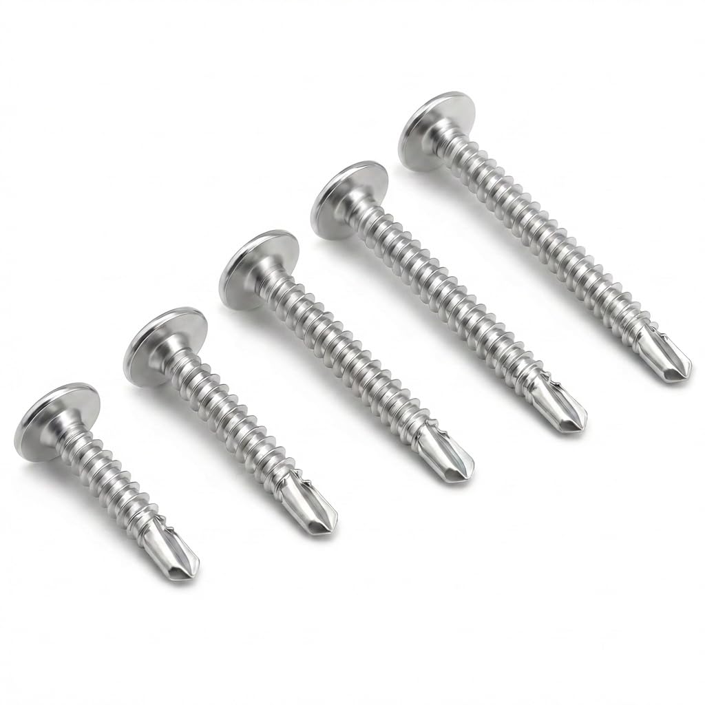 #10 x 1-1/2 (80 Pack) Sheet Metal Screws, 410 Stainless Steel Truss Head Self-Tapping Screws for Metal, Plastic & Wood, Phillips Drive, High Strength Self Drilling Screws