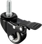 Swivel Casters 2 Inch PU M10 x 25mm Threaded Stem Swivel Caster Wheels with Brake, 396lb Total Load Capacity, Pack of 4