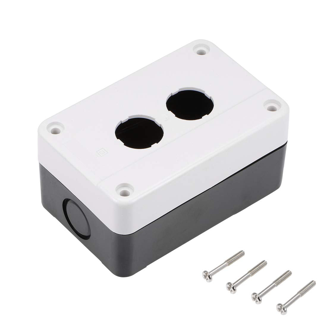 Push Button Switch Control Station Box 22mm 2 Holes Aperture White and Black