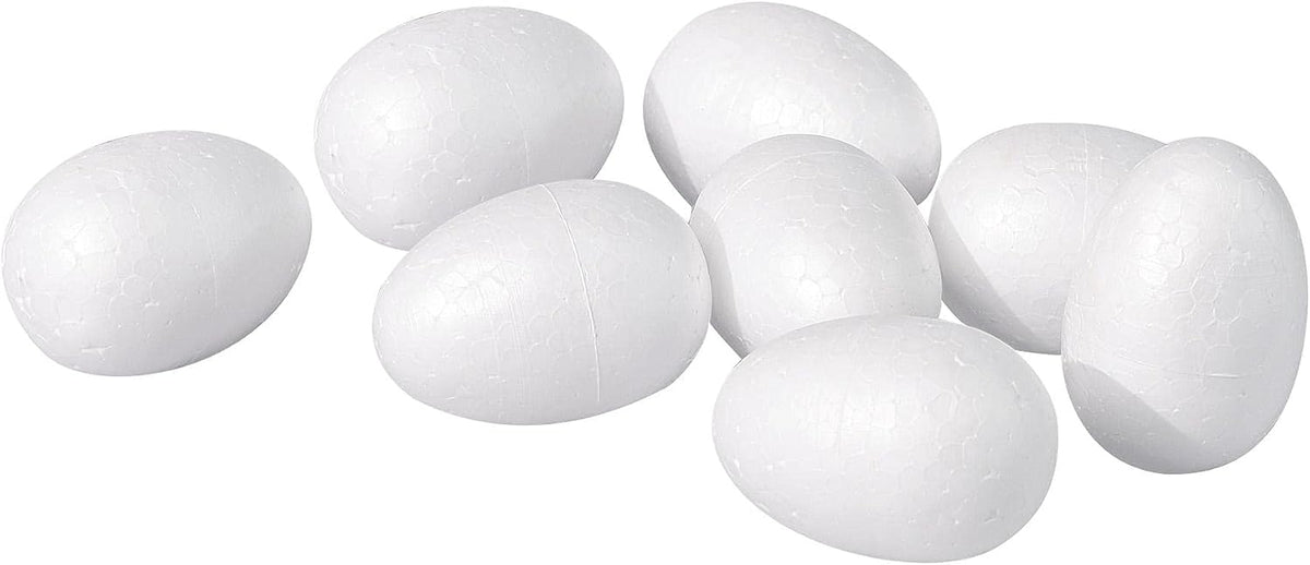 LinkMejor 8Pcs White Egg Foam Ball 2" x 3" Polystyrene Solid Balls for Eggs Decoration, Crafts and Handmade