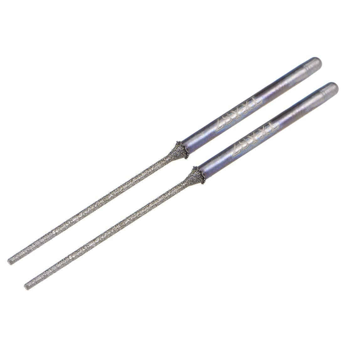 Mini Diamond Burrs Bits Grinding Drill Carving Rotary Tool for Glass Stone Ceramic 2.35mm Shank 1.2mm Cylinder Ball Nose 2 Pcs