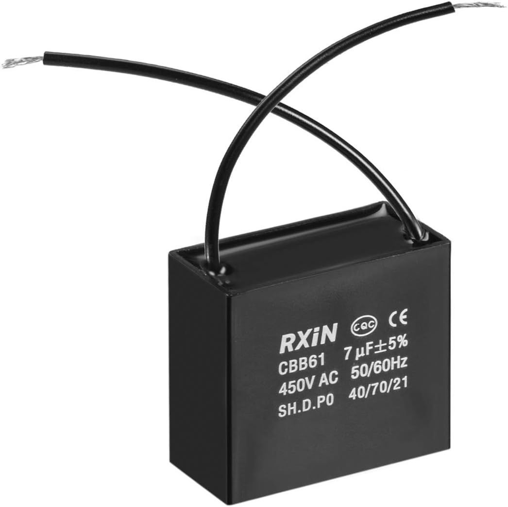 Ceiling Fan Capacitor CBB61 7uF 450V AC 2 Wires Metalized Polypropylene Film Capacitors 47x23x41mm for Water Pump Motor Generator