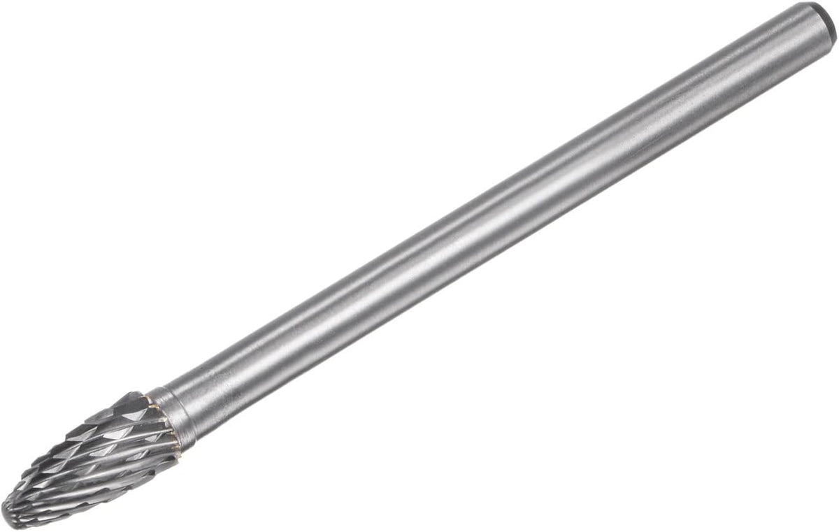 Carbide Burrs Rotary Files, Double Cut Tree with Ball Nose Tungsten Carbide Tip 8mm Cutting Head 6mm Shank 100mm (4-Inch) Length for Wood Metal Stone Polishing