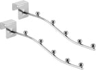 2Pcs 8.07" Wall Mount Waved Waterfall Hanger Rack 5 Beads, Metal Garment Hook Clothes Display Hooks Wall Hangers Organizer for Homes, Supermarket, Clothing Stores (Silver)