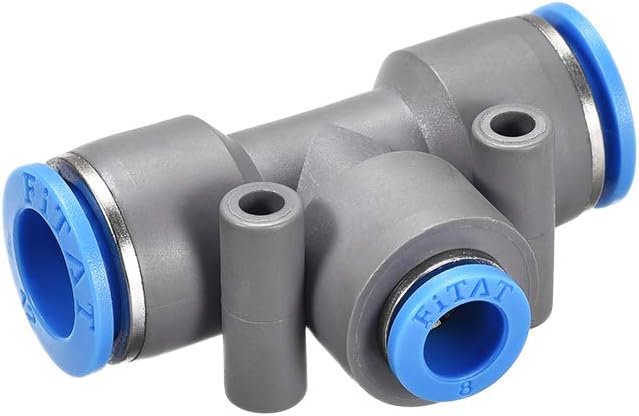 Push to Connect Fittings T Type Tee Tube Connect 12-8mm OD Grey Push Lock