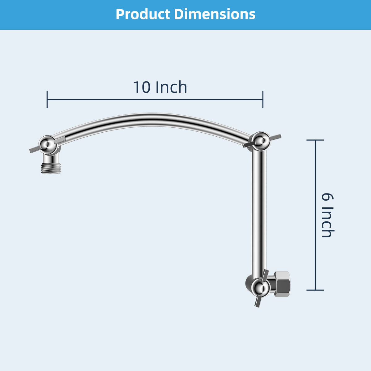 LinkMejor bras d'extension de tête de douche en métal 16'', chromé