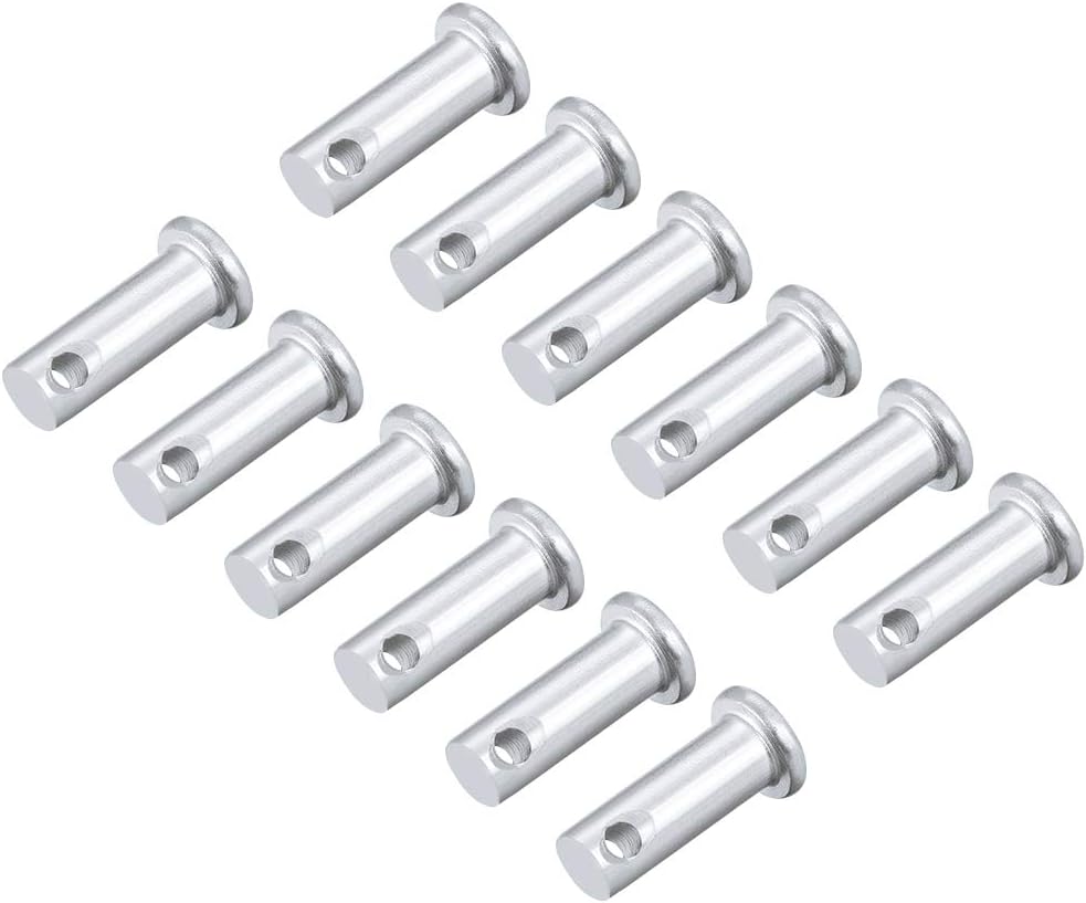 Jednootworowe sworznie - 10mm x 25mm płaski głowica cynkowana solidna stalowa łącznikowa sworznia 12 szt