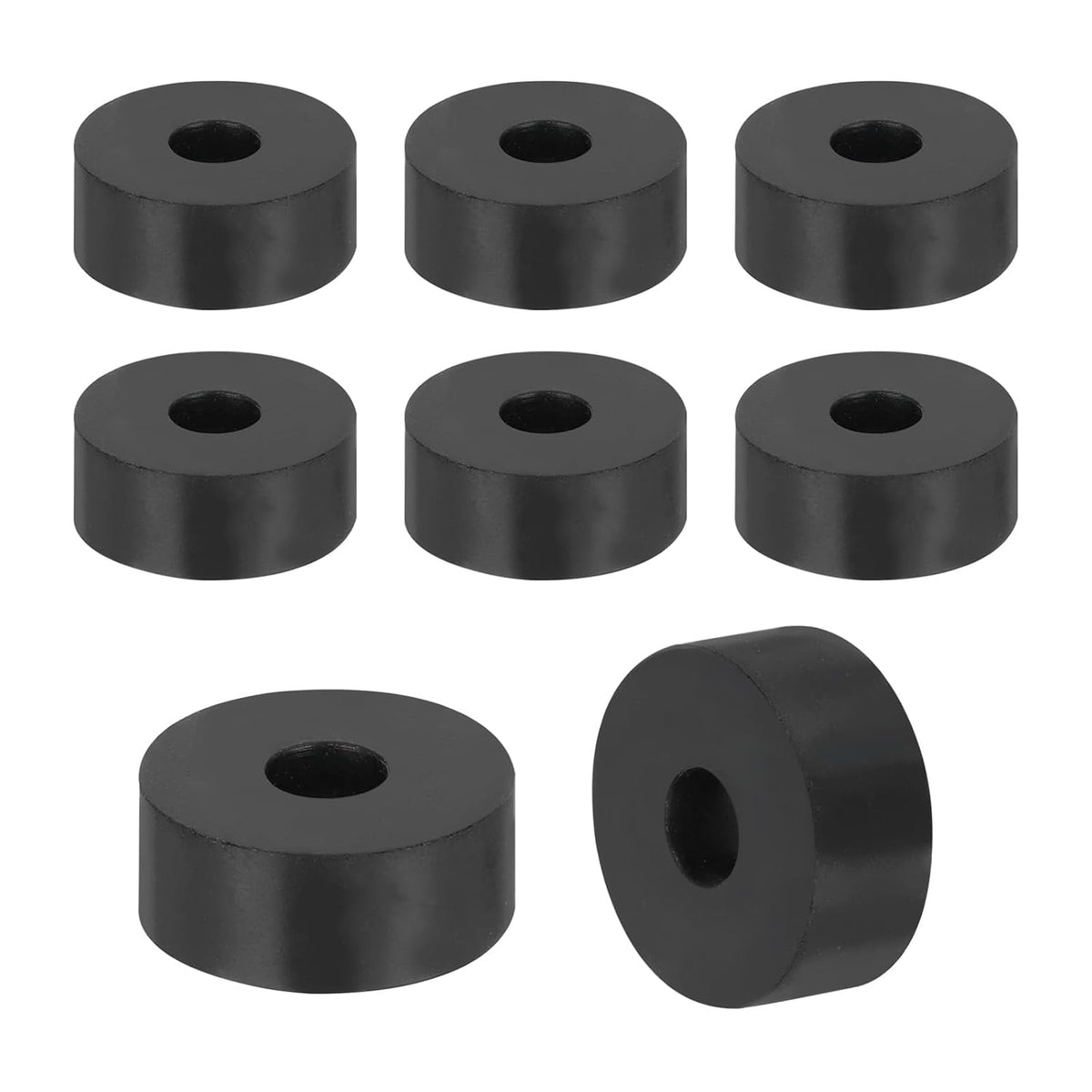 18Pcs Thick Rubber Spacer, 1 Inch OD x 11/32 Inch ID x 3/8 Inch Thickness Black Round Rubber Bushings Anti Vibration Flat Washers for Home Industrial Machinery(25 x 8.5 x 10mm)