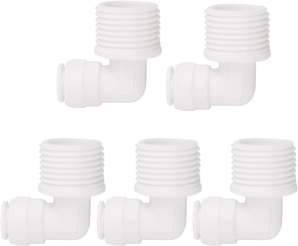5pcs Elbow 1/2 Inch BSP Male To 1/4 Inch Tube OD Water Tube Quick Connect Fitting Water Purifiers Fittings Hose Connector Filters Tubing Hose for RO Reverse Osmosis System