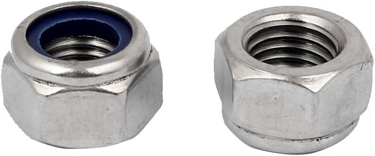 M14 304 Stainless Steel Nylon Insert Hex Lock Nuts Silver Tone 2pcs