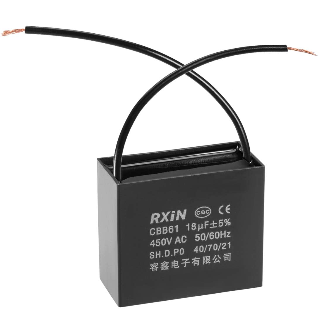 Ceiling Fan Capacitor CBB61 18uF 450V AC 2 Wires Metallized Polypropylene Film Capacitors 58x50x28mm for Water Pump Motor Generator