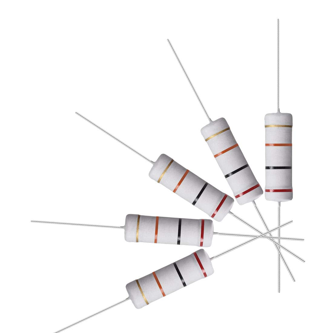 10Pcs 20K Ohm Resistor, 5W 5% Tolerance Metal Oxide Film Resistors, Shaft Lead, Flame Proof for DIY Electronic Projects and Experiments