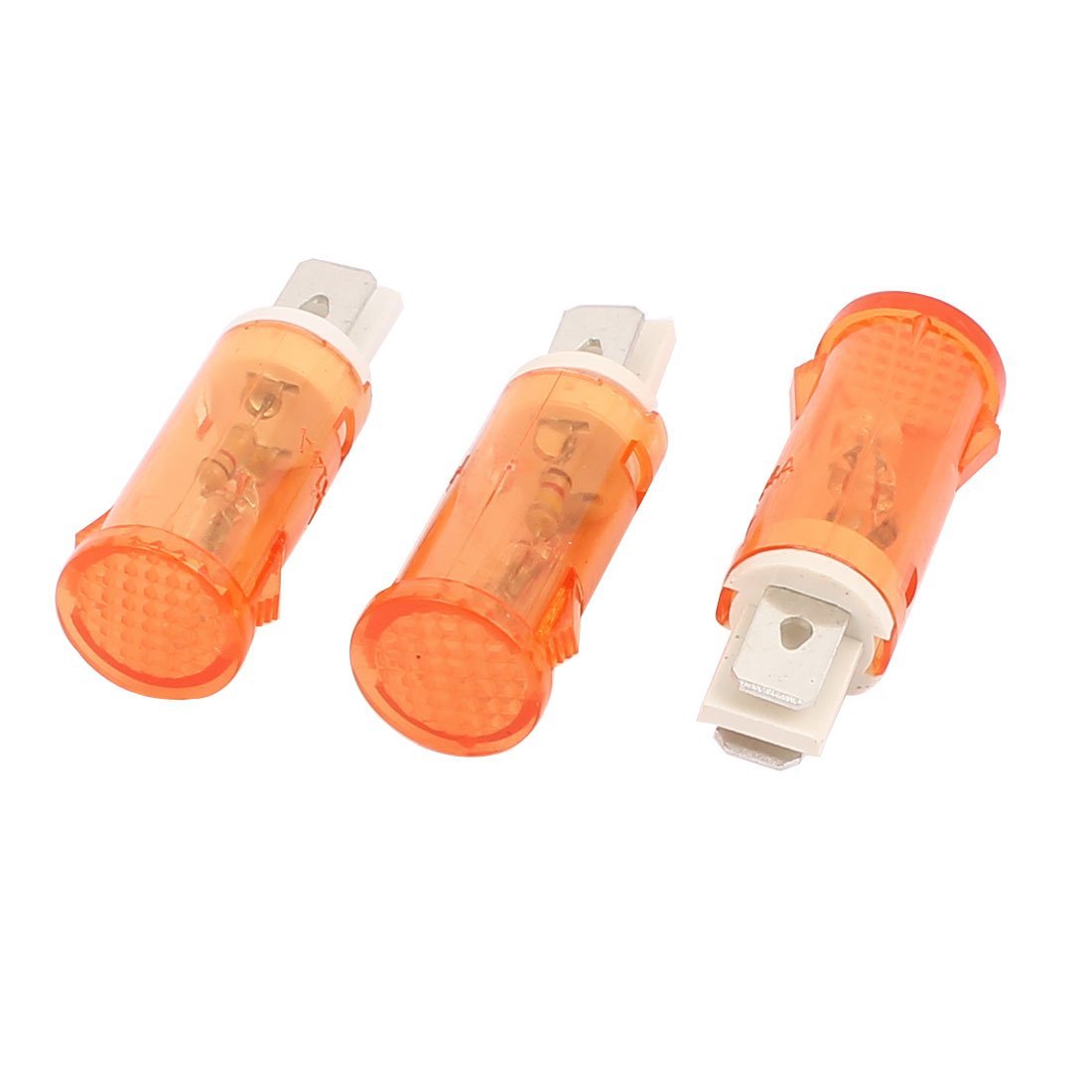 3 Pcs AC220V Plastic 12.7mm Mount Dia Round Indicator Pilot Light Yellow