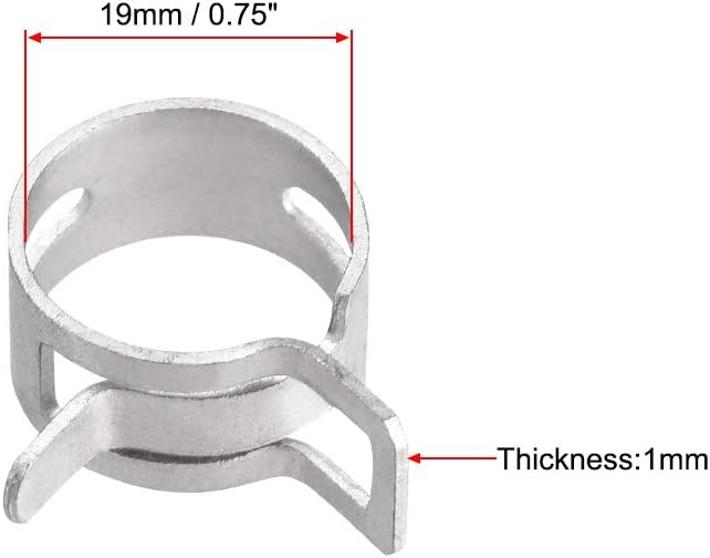 Bandklemme für Sprungband 17mm Innendurchmesser passend für 17,5-18,2mm OD Schlauch Kraftstoffleitung Silikonrohr Clips Klemme Silber Manganstahl 20Stück
