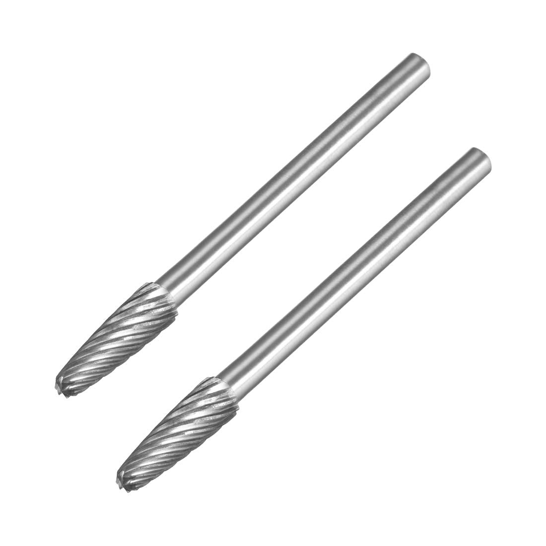 Tungsten Carbide Rotary Files 1/8" Shank, Single Cut Taper Shape Rotary Burrs Tool 4mm Dia, for Die Grinder Drill Bit Alloy Steel Hard Metal Carving Polishing Engraving, 2pcs