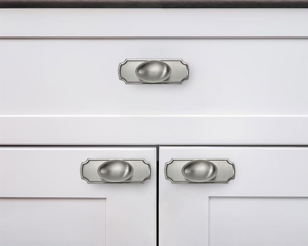 LinkMejor 10 Pack Brushed Satin Nickel Cabinet knobs with blackplate Solid Heavy Duty Bifold Closet Door Knobs with Backplate Hardware for Kitchen Bathroom and Dressing Table