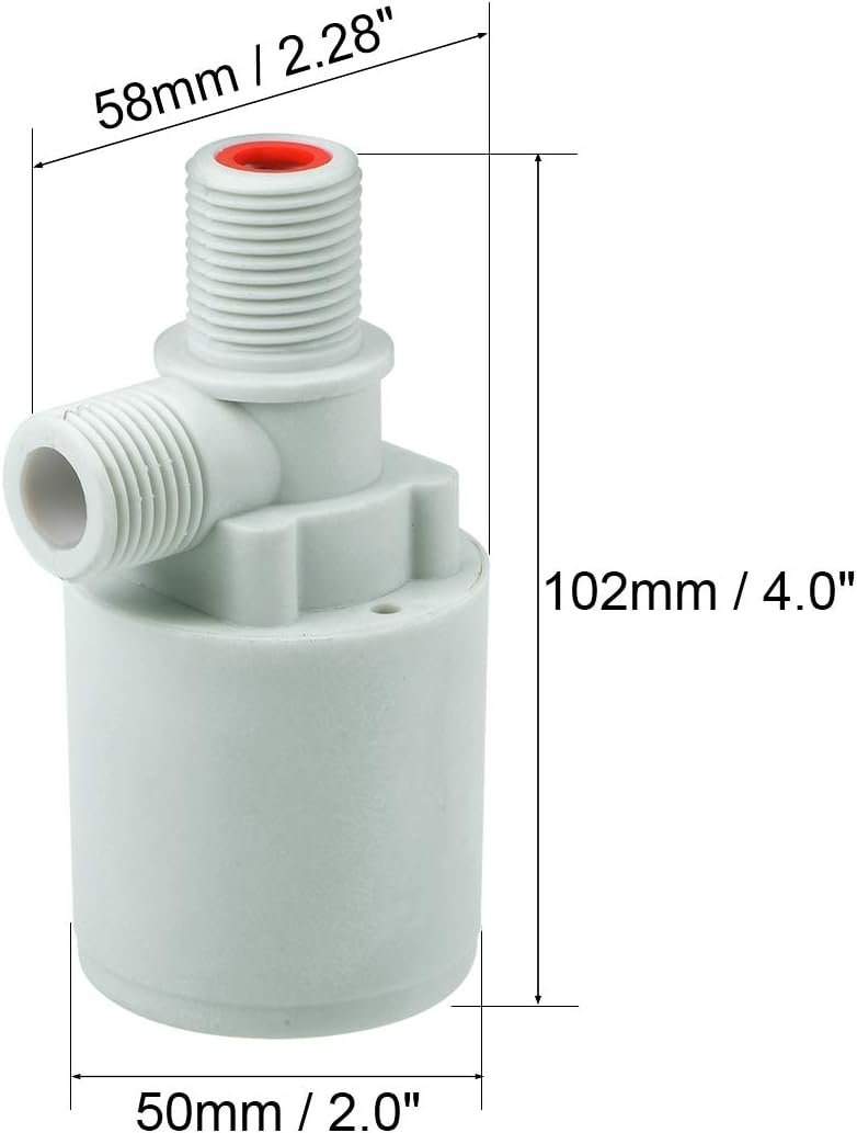 Válvula de Bola Flutuante G1/2 Rosca Plástica Vertical de Controle Automático de Nível de Água Líquida com Filtro
