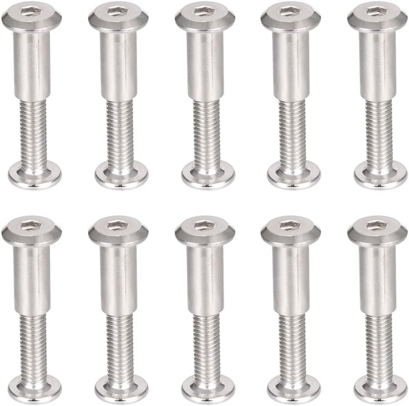 Screw Post Fit for 5/16"(8mm) Hole Dia, Male M6x20mm Binding Bolts Leather Fastener Carbon Steel 10 Sets