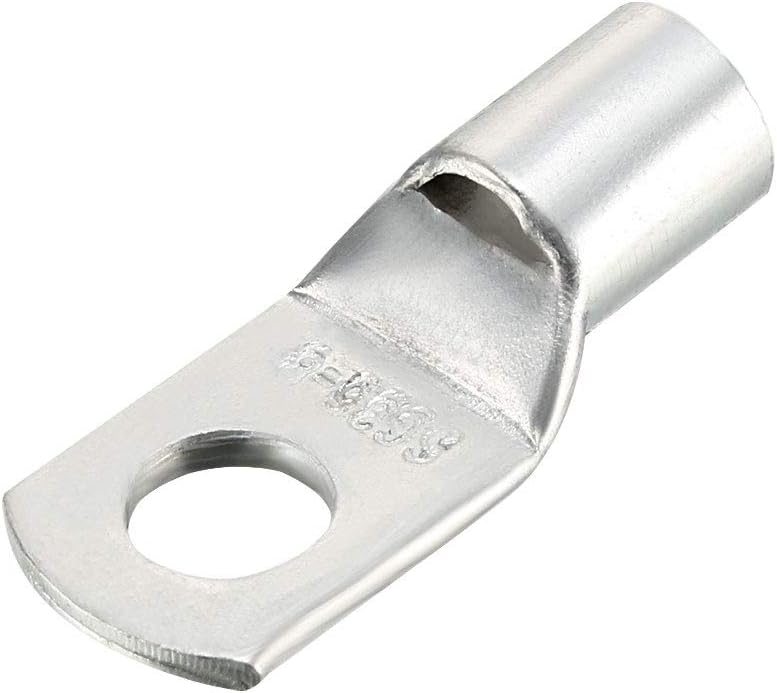 Copper Wire Lugs,8AWG SC35-8,Bolt Hole,Battery Cable Ends Eyelets Crimp Tubular Ring Terminals Connectors Silver Tone 50Pcs