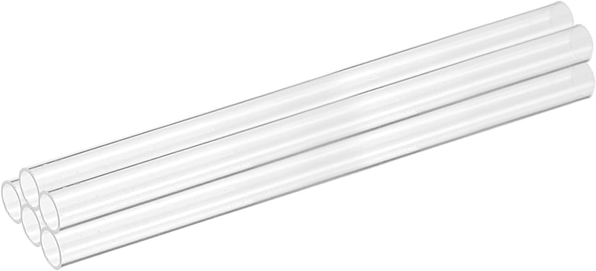 10Pcs Clear Rigid Acrylic Pipe, 7mm(0.28") ID x 10mm(0.39") OD 6" Round Polycarbonate Tube Plastic Tubing for Plumbing, Lighting, Aquarium, DIY Projects