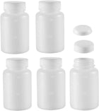 Plastic Lab Chemical Reagent Bottle 100ml/3.4oz Wide Mouth Sample Sealing Cap Storage Container White 5pcs