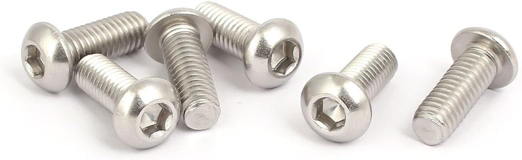 M6x16mm 316 Stainless Steel Pan Head Hex Socket Cap Screws 6pcs