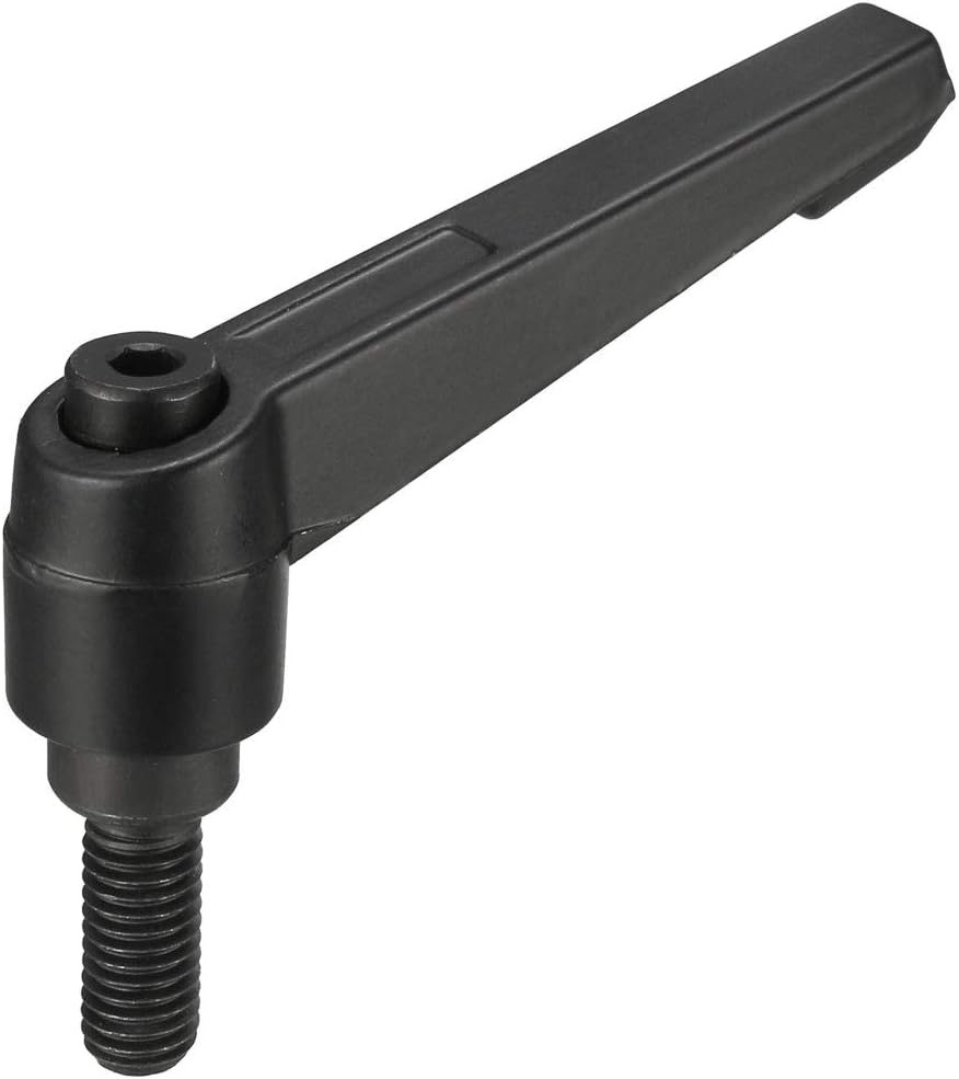 M8 x 20mm Handle Adjustable Clamping Lever Thread Push Button Ratchet Male Threaded Stud Knobs Locking Rotating Screw Handles Quick Release Bolt Black