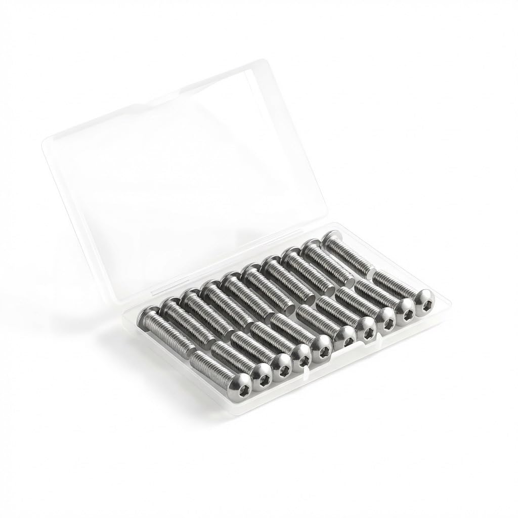 M5 x 25mm (30 Pack) Knopfkopf-Schraubenkopf-Schrauben, 304 Edelstahl 18-8, Glänzend, Vollmaschinengeschliff