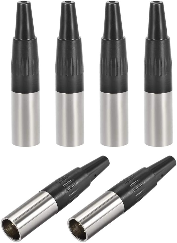 6 pezzi Mini 3-Pin XLR Maschio Connettore, Connettore per cavo microfono, Socket audio per microfono