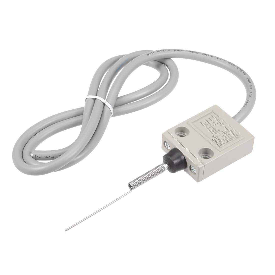 TZ-3169 Cat Whisker Flexible Coil Spring Limit Switch Momentary Compact Prewired 1NC+1NO for CNC Mill 3D Printer Door Switch