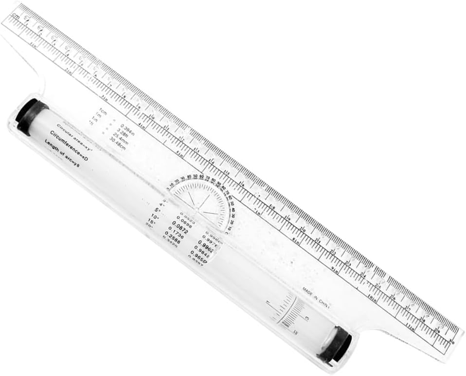 1 Pack Rollender Lineal Kunststoff Parallel Lineal, vielseitiges Zeichnungsdesign Lineal zum Messen von Zeichnungen 12 Zoll