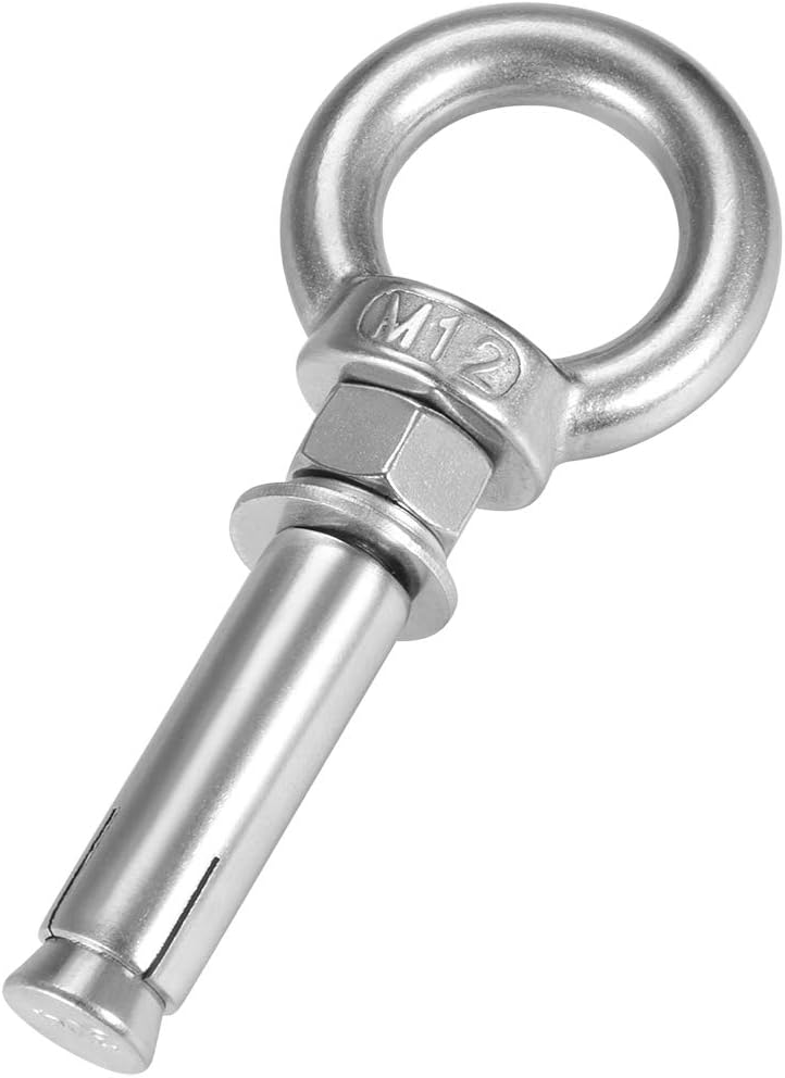 M12 x 80 Expansion Eyebolt Eye Nut Screw with Ring 304 Stainless Steel Anchor Raw Bolts 1 Pcs
