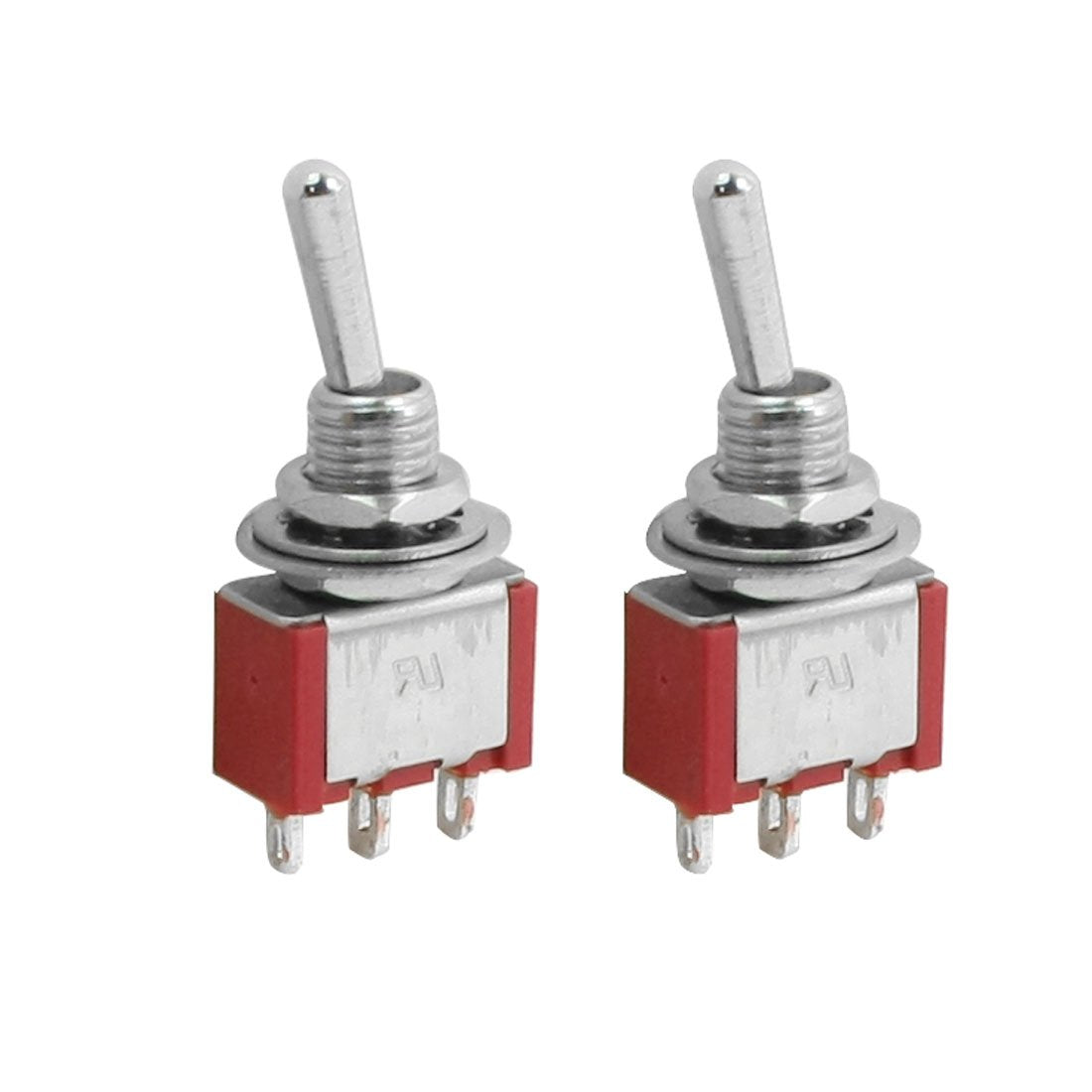 2 Pcs Red 3 Pins ON/ON 2 Position SPDT Toggle Switch AC 120V/5A 250V/2A