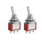 2 Pcs Red 3 Pins ON/ON 2 Position SPDT Toggle Switch AC 120V/5A 250V/2A