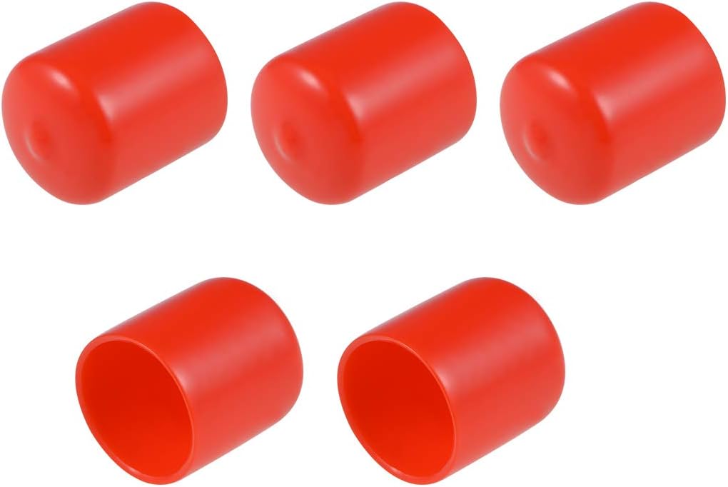 5pcs Rubber End Caps 30mm ID Round End Cap Cover Screw Thread Protectors Red