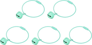 5Pcs Pet Bells, Stainless Steel 50mm/1.97" Dia Wire Keychains Jingle Bells Cable Keyrings Charms Green for DIY Crafts, Hiking, Christmas Festival