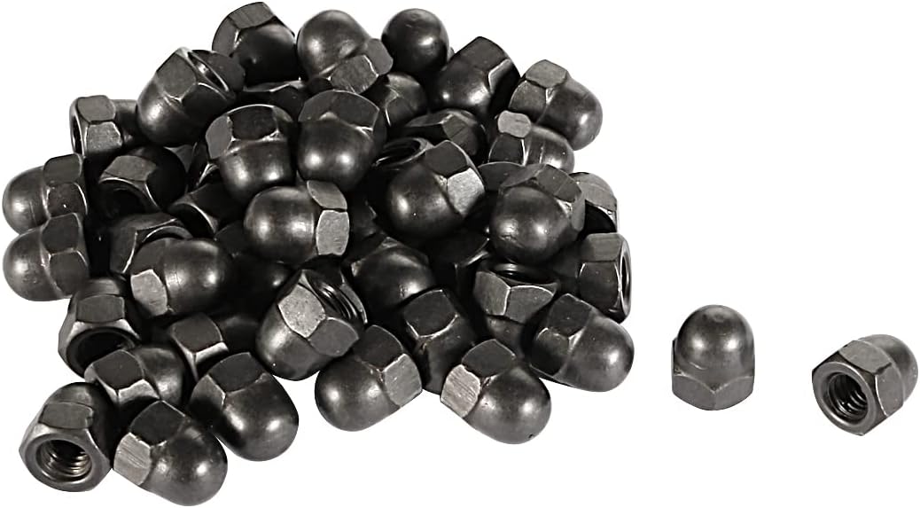 Acorn Hex Cap Nuts - 50Pcs M4 Dome Nuts Carbide Steel Hexagon Decorative Cap Nut for Screws Bolts Black