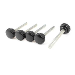a13112800ux0075 Black 8 mm Male Thread Diameter Thumbscrew Grip Knurled Knobs 5 Pieces, Metal/Plastic