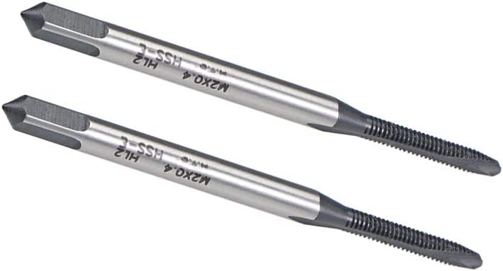 M2 x 0.4 Spiral Point Threading Tap, H2 Tolerance High Speed Steel TICN Coated, Round Shank with Square End, Metric Screw Taps Tapping Bit for Machinist Thread Repair, 2pcs