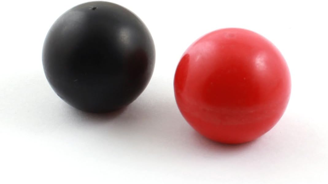 2Pcs M6x25mm Thread Round Plastic 25mm Dia Ball Lever Knob Black Red