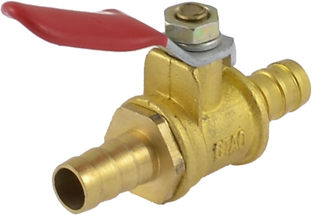 Ball Valve Shut-Off Valve, 8mm Hose Barb to 8mm Hose Barb, Full Port Pneumatic Fittings, 180 Degree Operation Handle, Brass Valve, Pack of 1