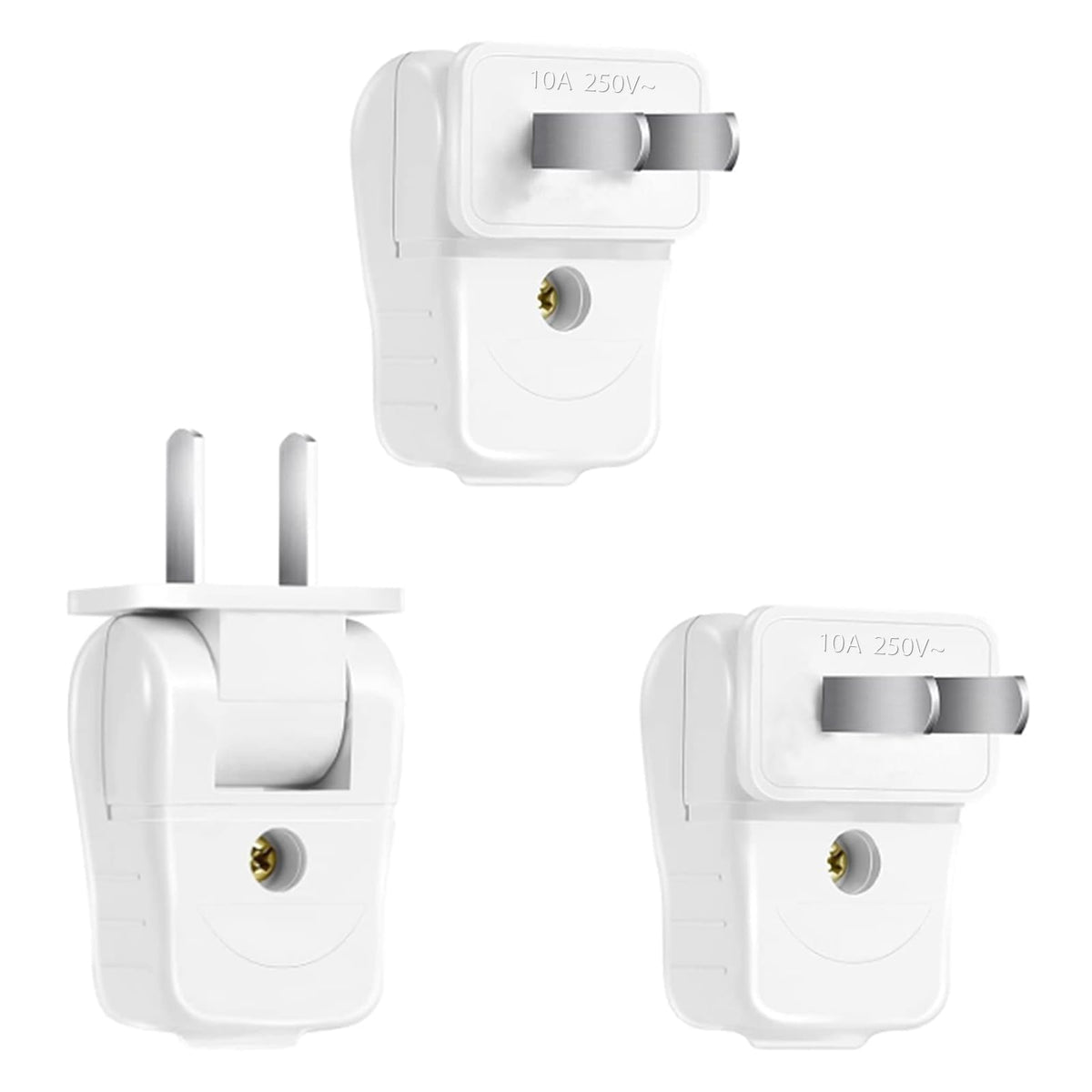 2 Prong Replacement Plug,2 Wire Rotatable Male Power Plug,3 Pcs White