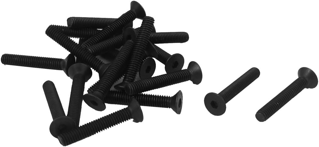 M4 x 25mm Metric Hex Socket Countersunk Head Screw Bolts Black 20PCS